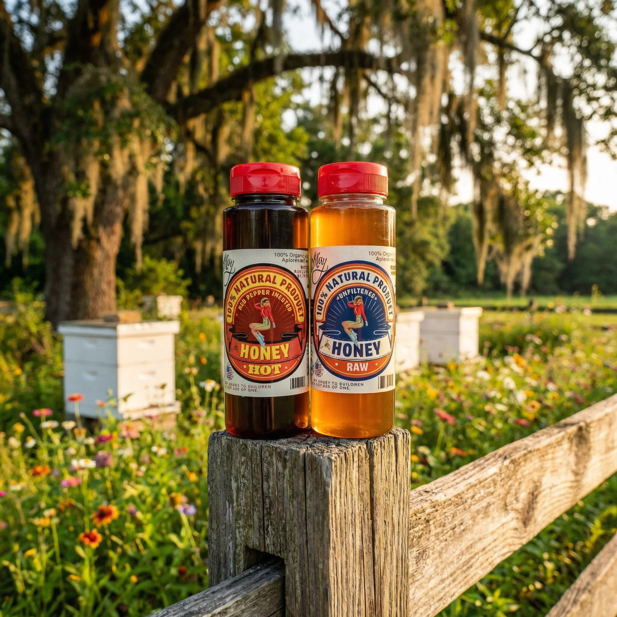 Raw Honey & Hot Honey Duo - Sweet Heat 2-Pack Gift Set | Small Batch Farm Grown | Lady May by The Lady May