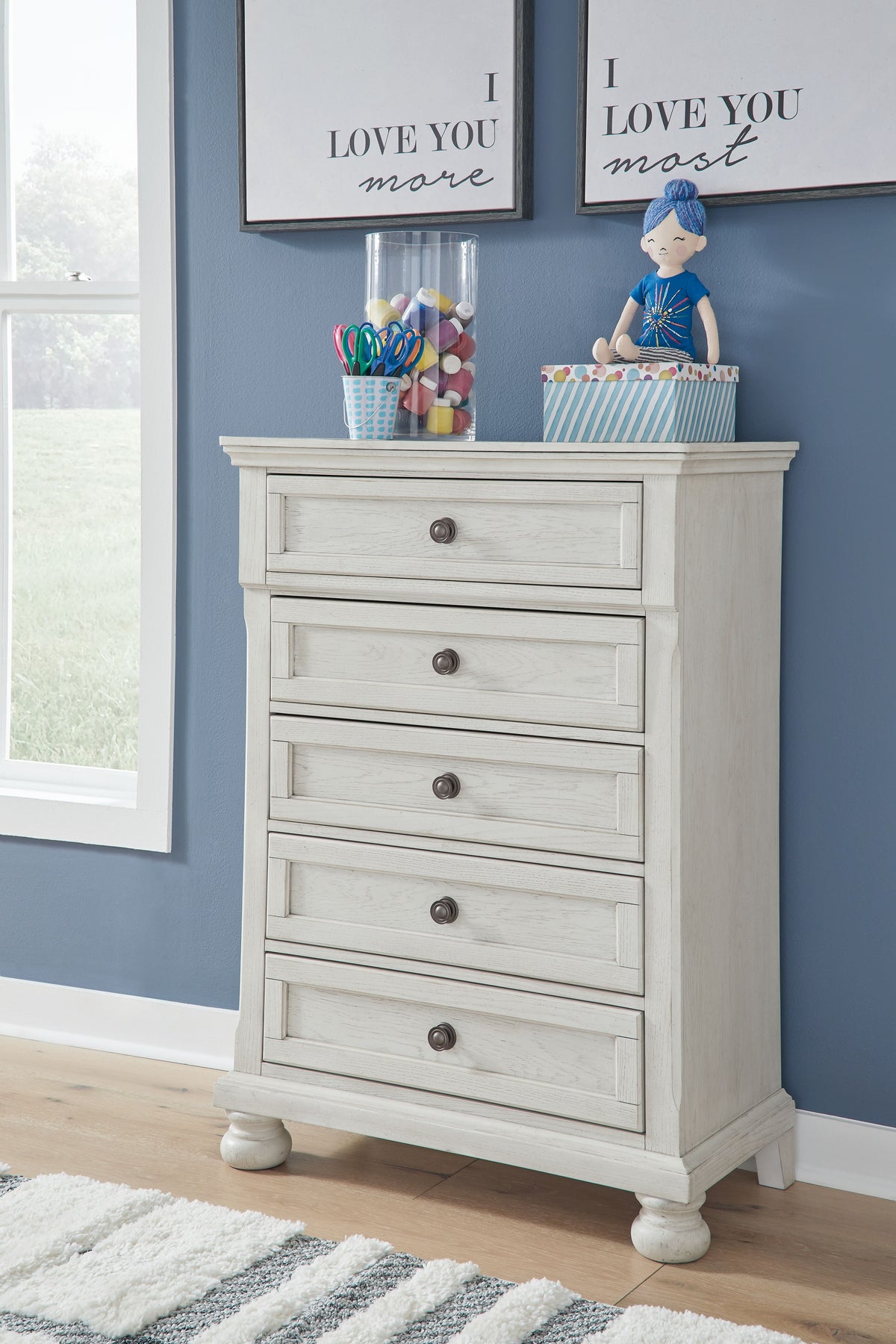 Robbinsdale - Five Drawer Chest - Youth - Antique White by Unique Piece Furniture