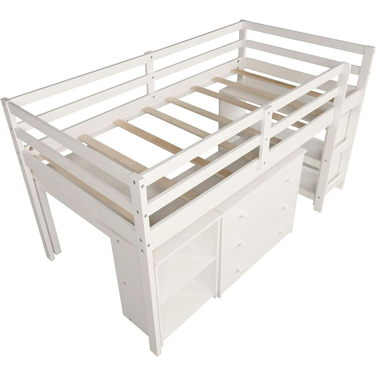 Twin Loft Bed With Rolling Desk And Storage For Small Rooms by ShipItFurniture