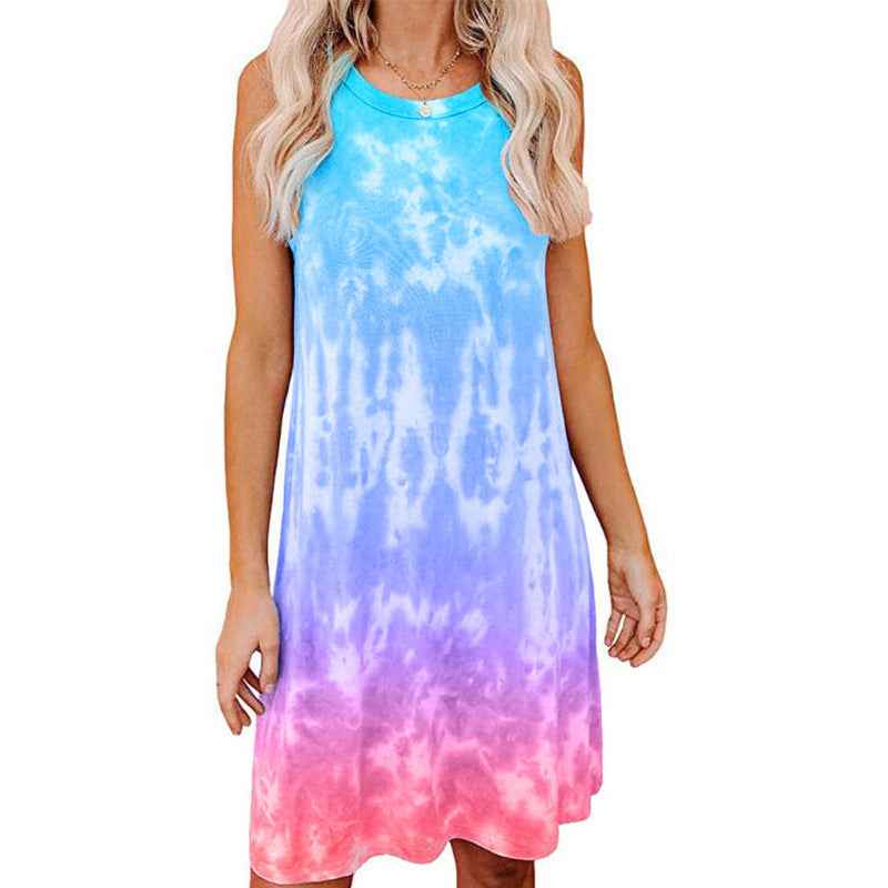 Tie-dye Printed Loose Short-sleeved Dress Women by Wild and Free Boutique