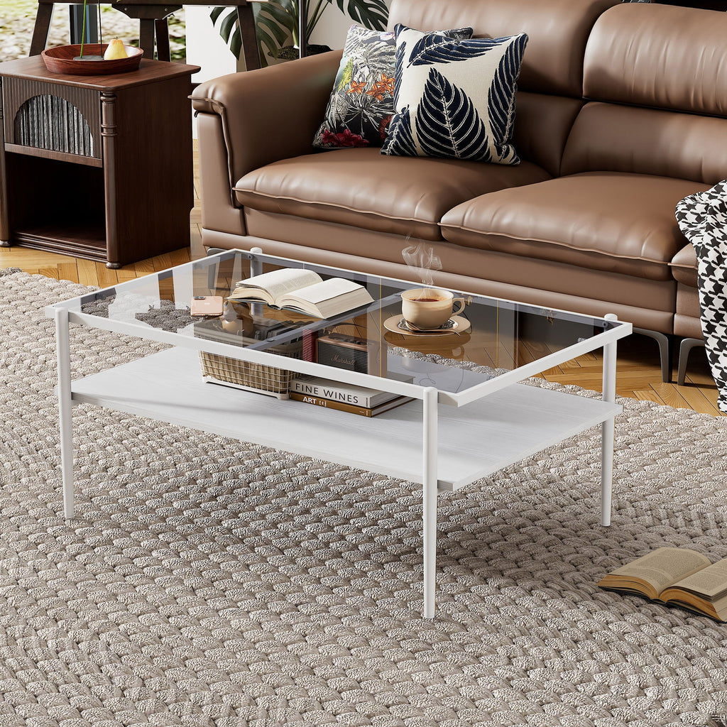 Rectangle Coffee Table With Tempered Glass Top And Legs, Modern Table For Living Room by Unique Piece Furniture