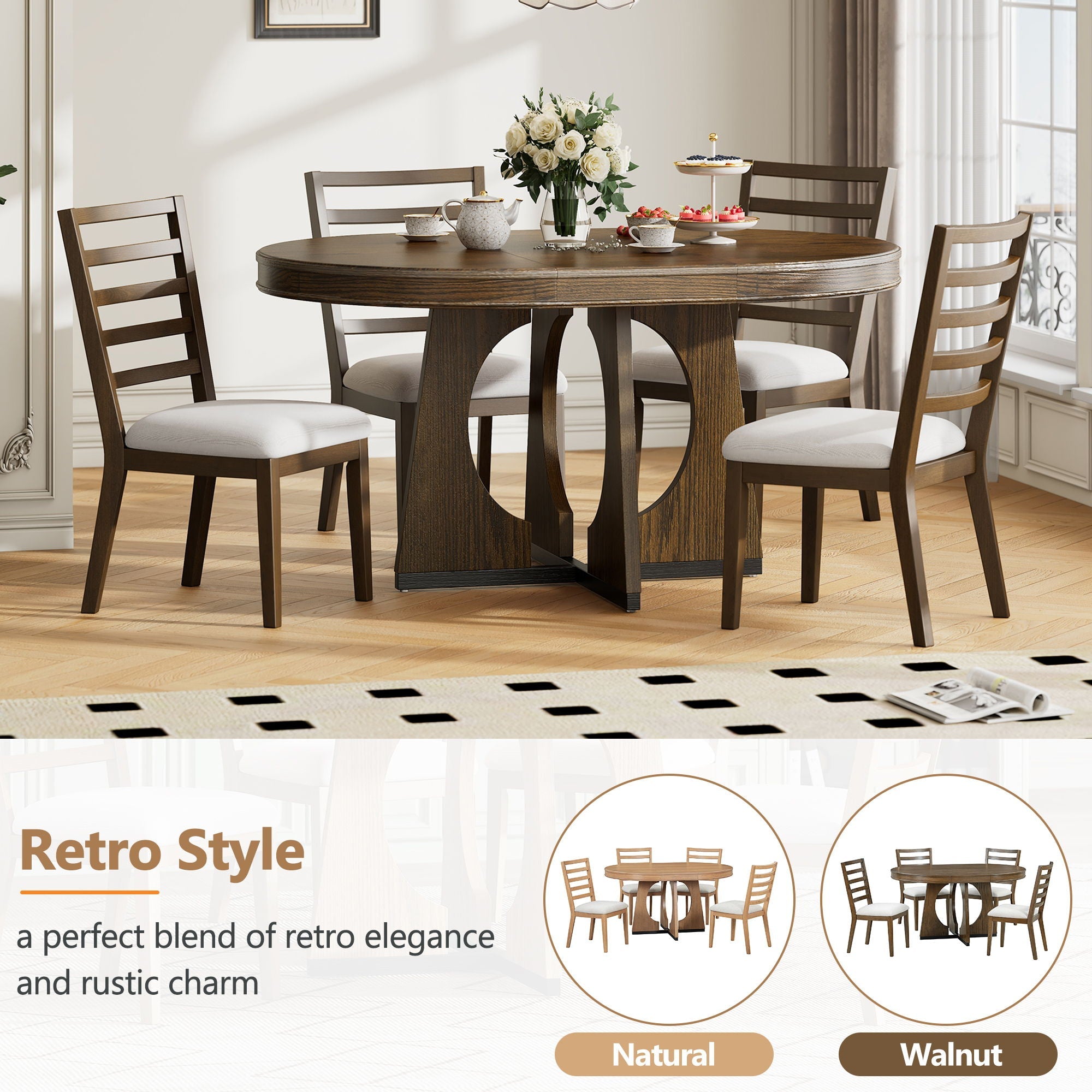Round Dining Table Set For 4 With Chairs by Unique Piece Furniture