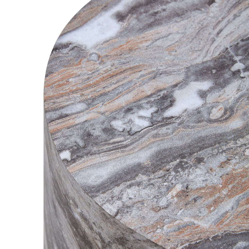 Simple Marble Textured Cylindrical Coffee Table Material - Gray by Unique Piece Furniture