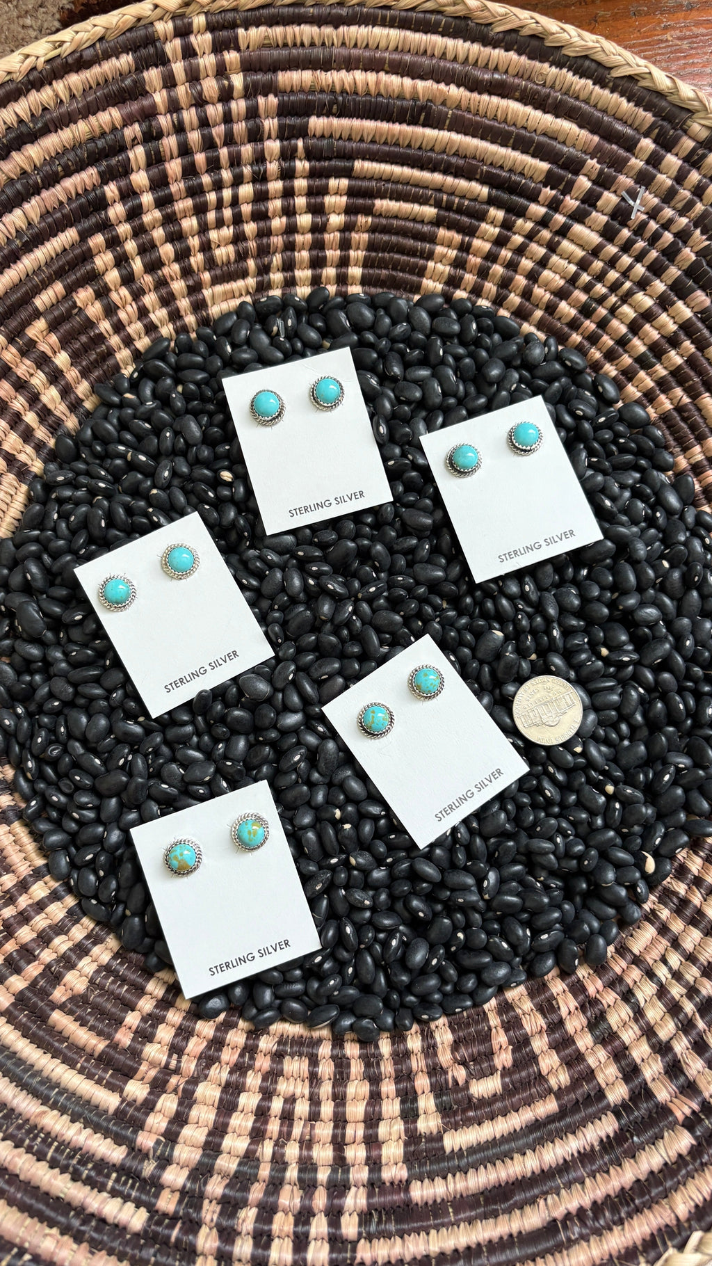 KINGMAN TURQUOISE ROUND STUD EARRINGS BY ESTHER WHITE by The Sterling Spur