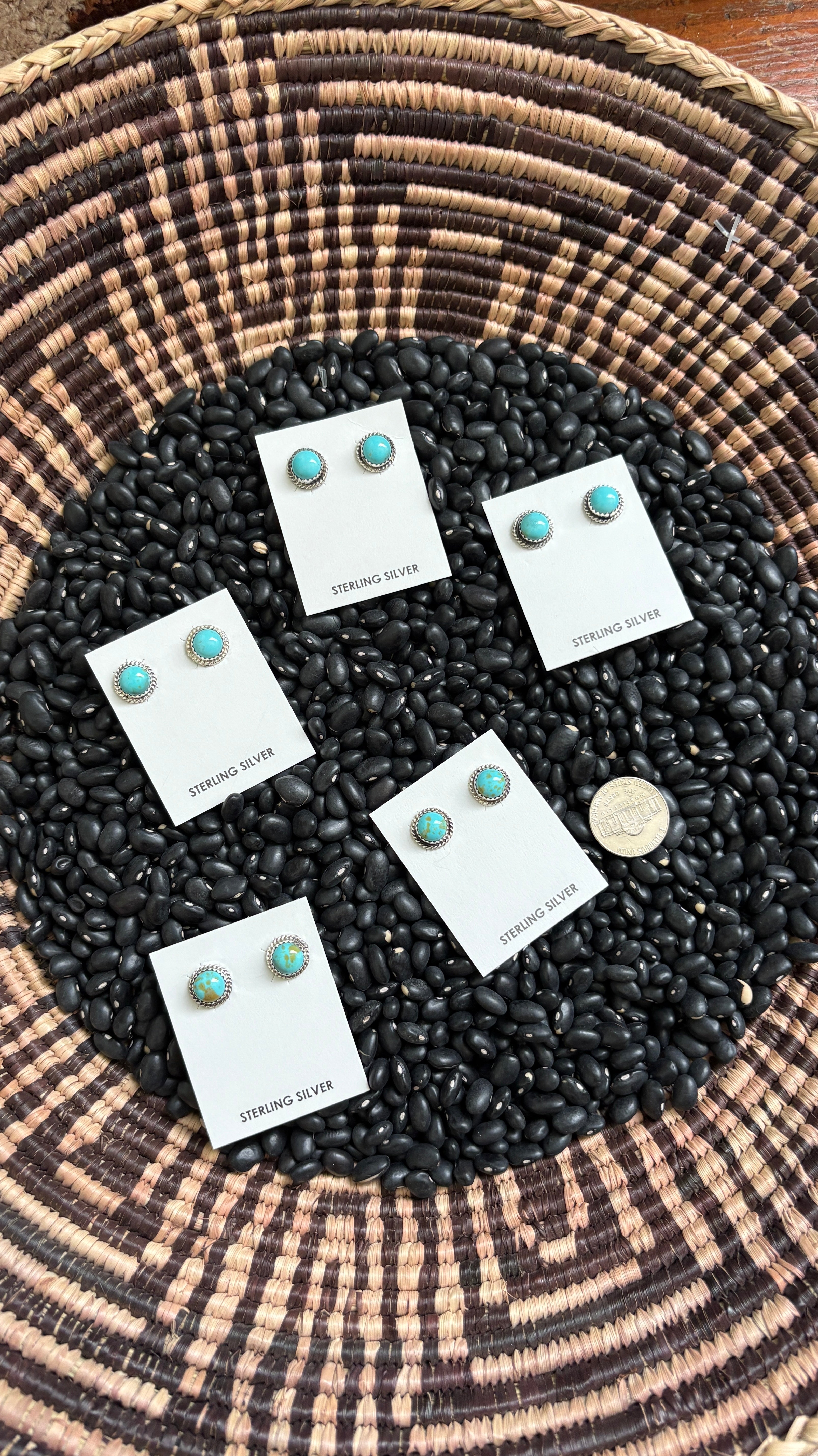 KINGMAN TURQUOISE ROUND STUD EARRINGS BY ESTHER WHITE by The Sterling Spur