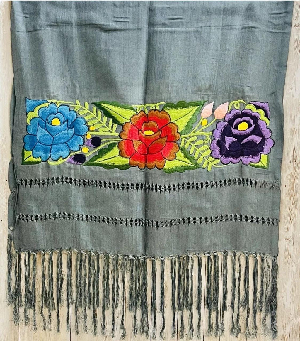 Embroidered Silk Handmade Mexican Shawls Rebosos Bordados en Ceda by Chica Mexico