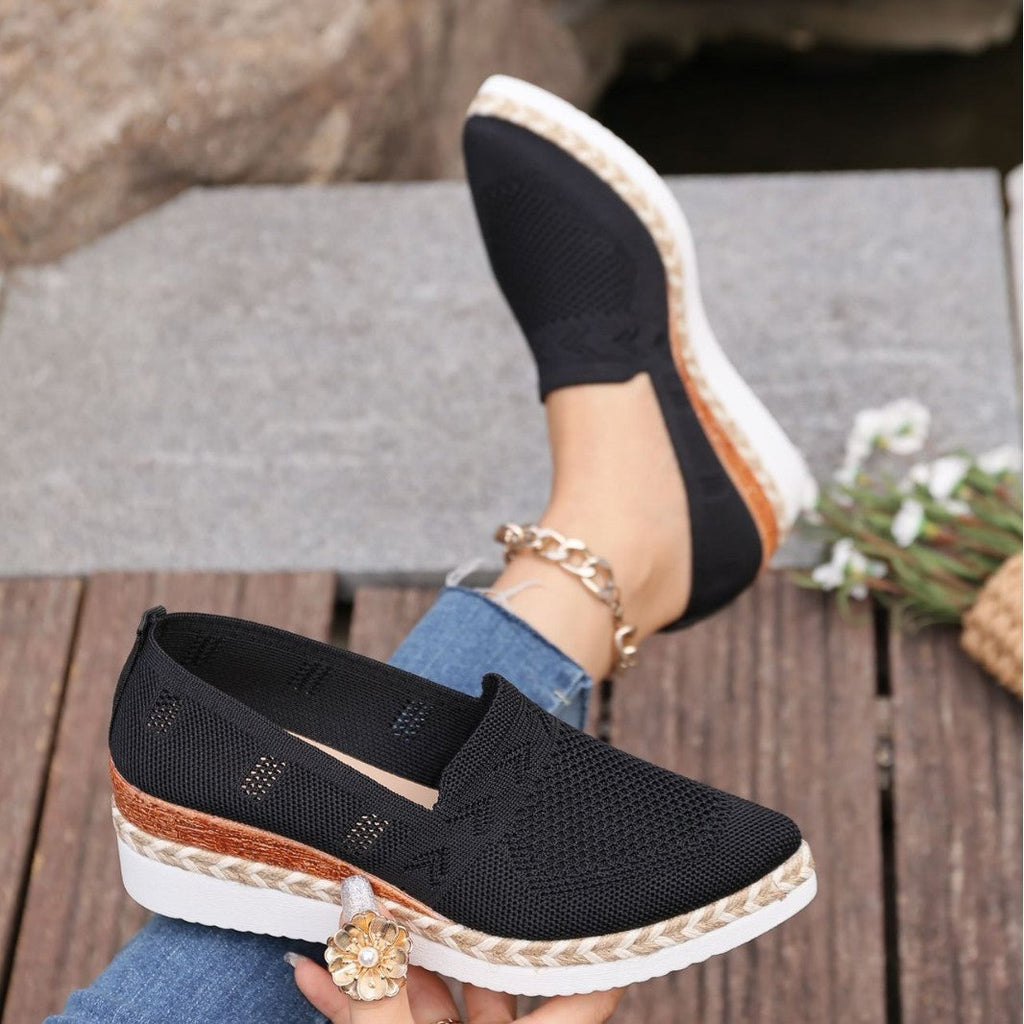 Women’s Woven Rope Platform Snakeskin Pointed-Toe Flats | Trendy Flats by FitiqueFit
