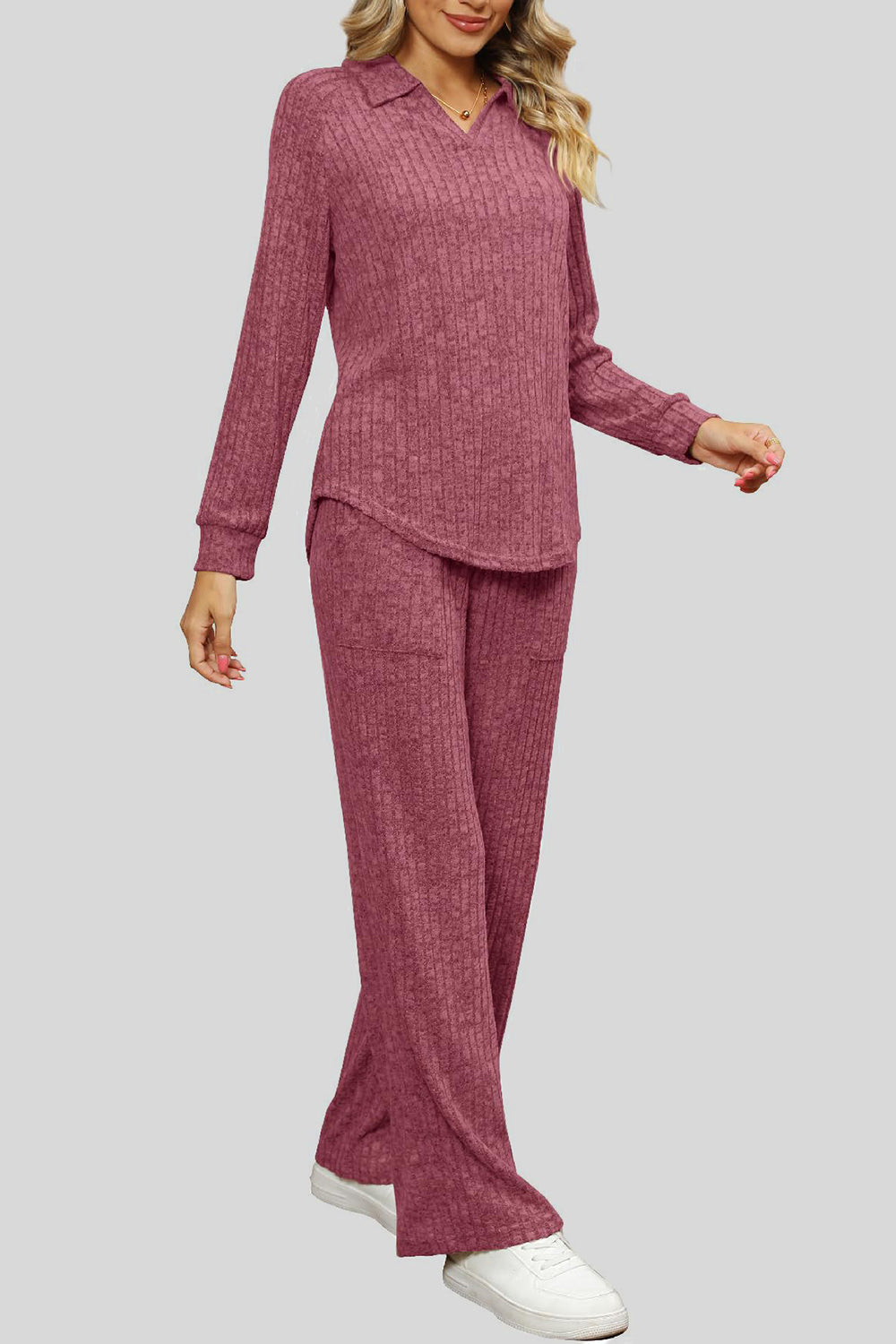 Ribbed Long Sleeve Top and Pocketed Pants Set by Wild and Free Boutique