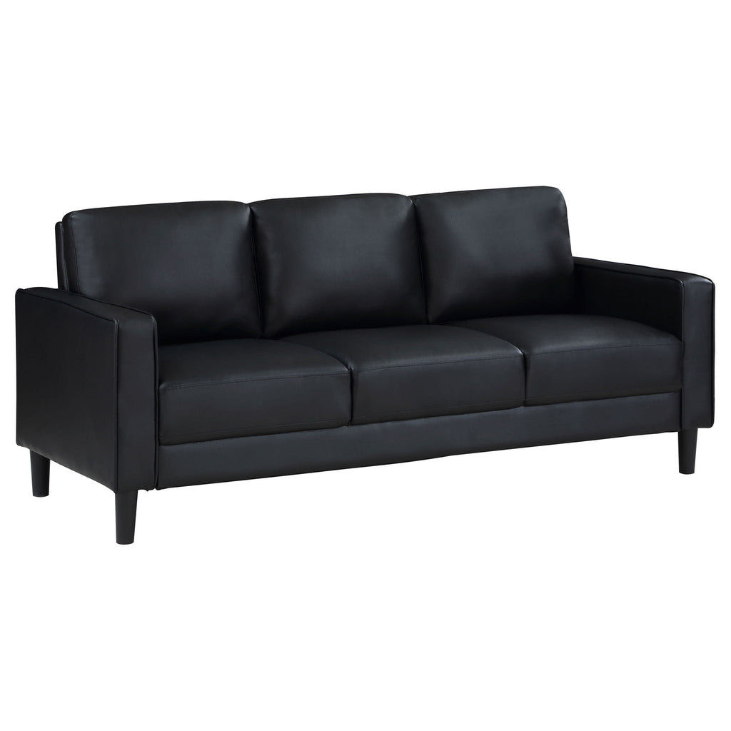 Ruth 3-piece Upholstered Track Arm Sofa Set Black by Unique Piece Furniture