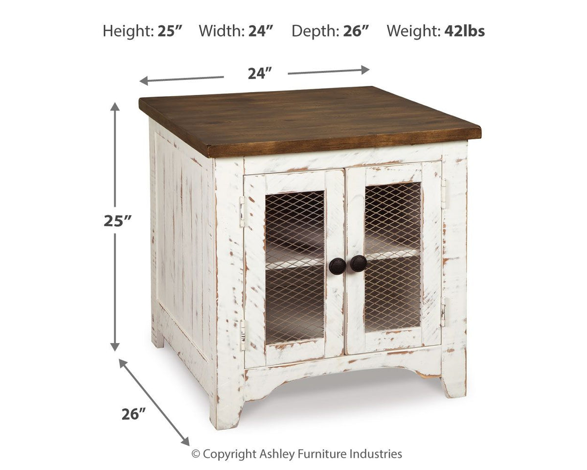 Wystfield - Rectangular End Table - 2 Doors - White / Brown by Unique Piece Furniture