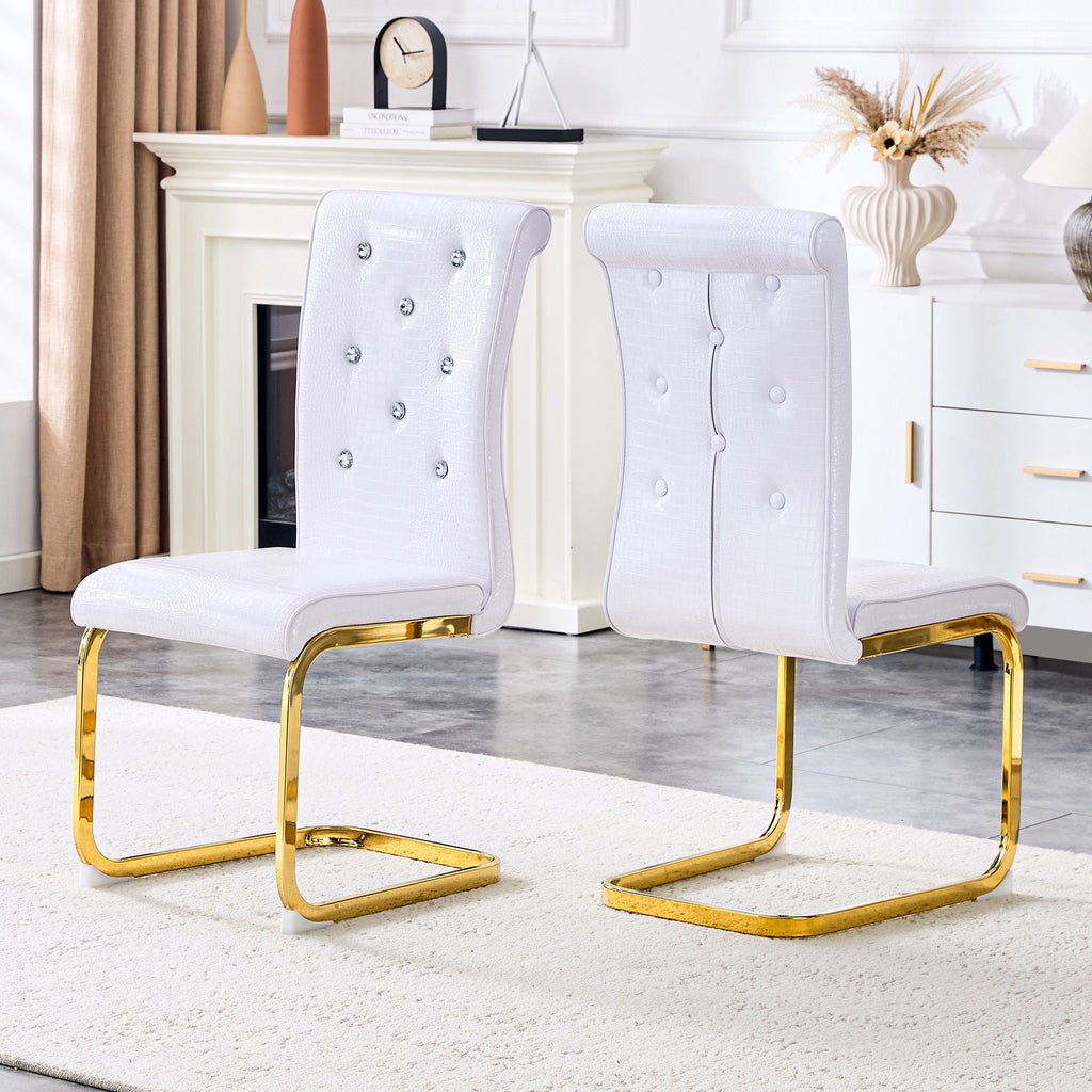 Elegant Design Alligator Skin Upholstered Dining Chairs by Unique Piece Furniture