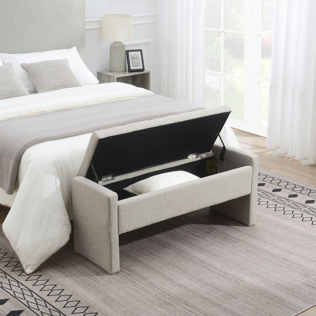Modern Upholstered Large Bed End Bench With Storage by Unique Piece Furniture