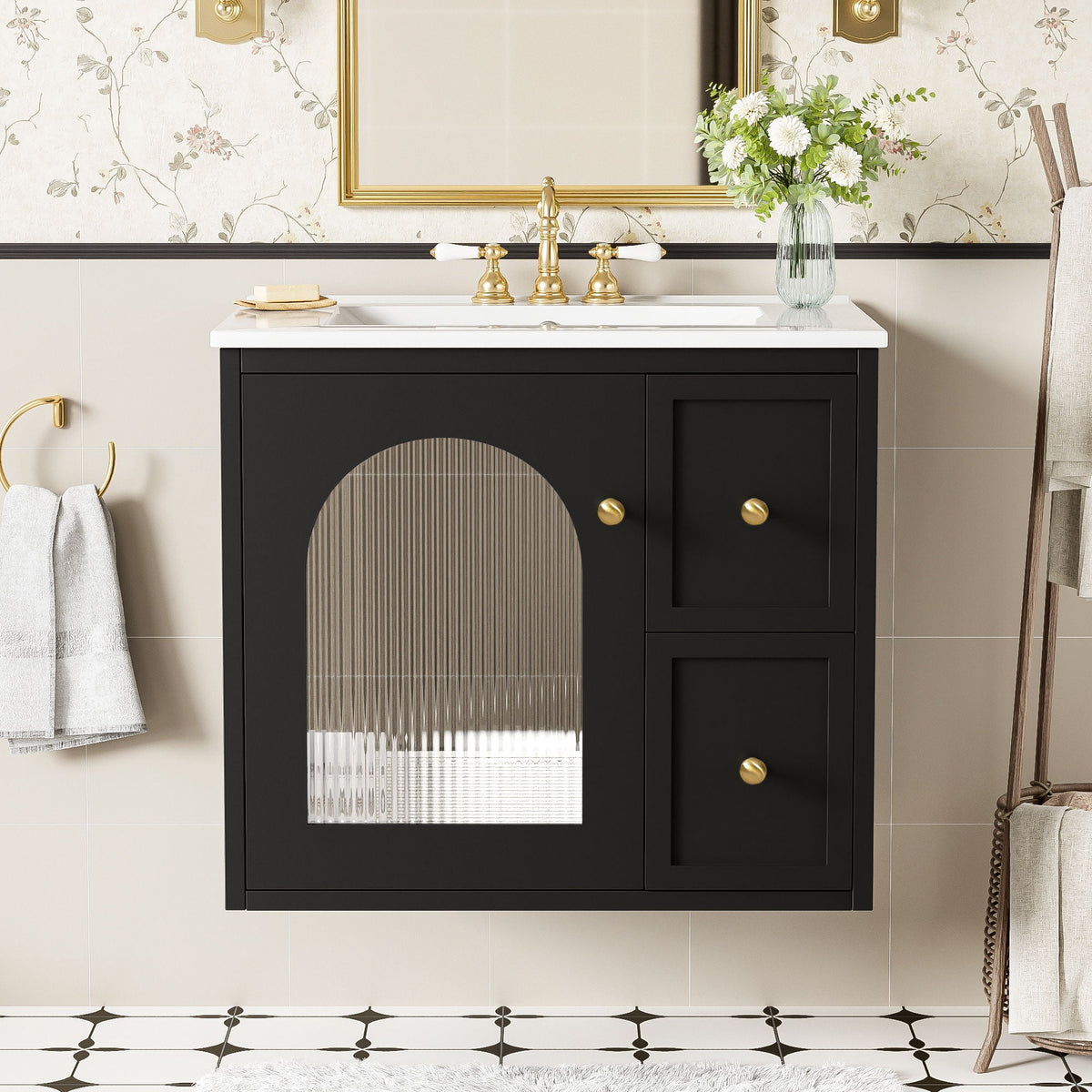 Wall-Mounted Bathroom Vanity Set With Sink, 2 Drawers And Soft-Close Door by Unique Piece Furniture