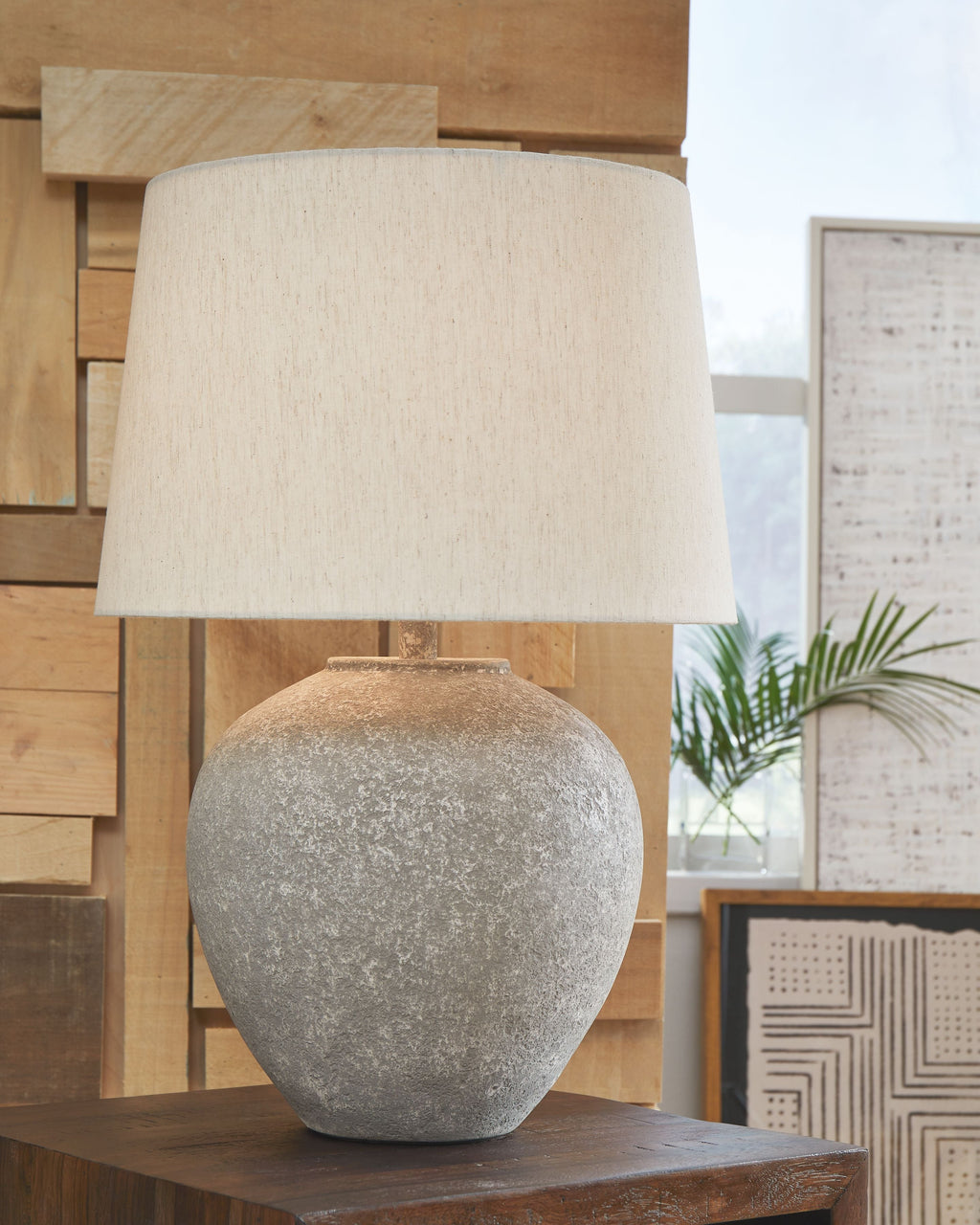 Dreward - Paper Table Lamp - Distressed Gray by Unique Piece Furniture