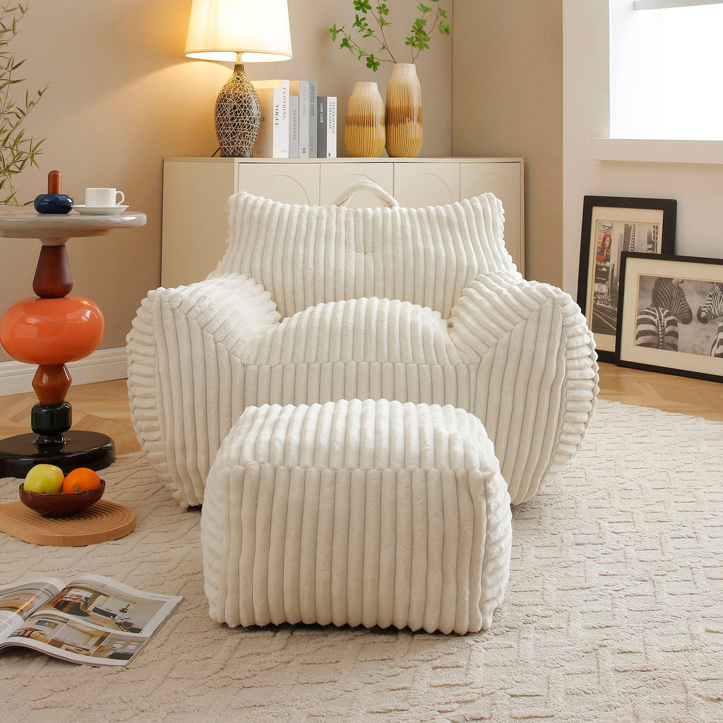 Giant Bean Bag Chair With Armrests And Footstool by Unique Piece Furniture