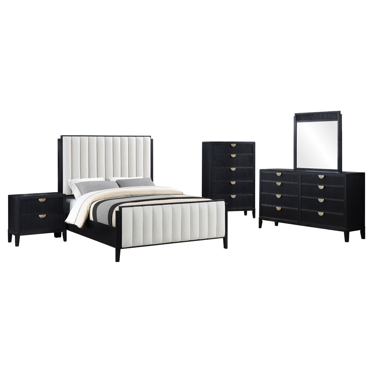 Brookmead 5-piece Upholstered Queen Bedroom Set Black by Unique Piece Furniture