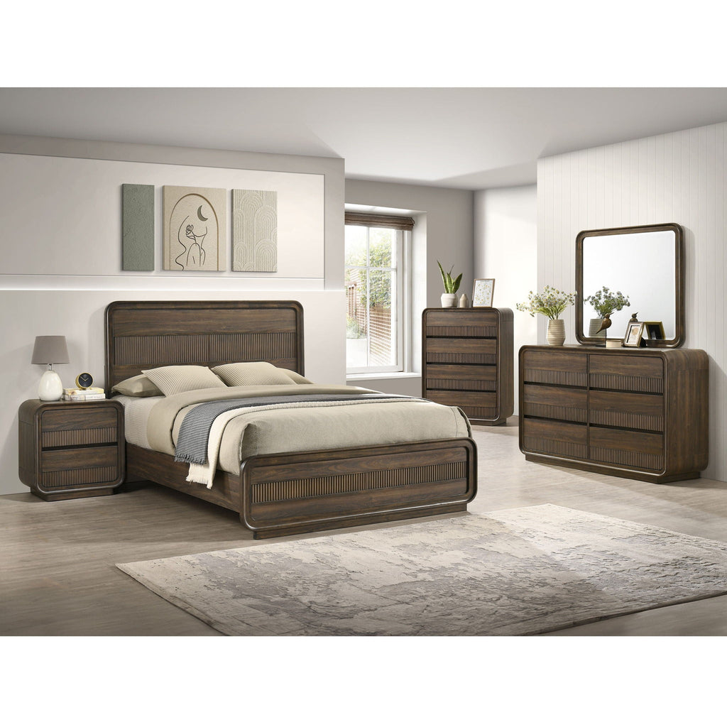 Flair Rounded Edges 1 Piece Chest, 5 Drawer Storage Bedroom Furniture - Brown by Unique Piece Furniture