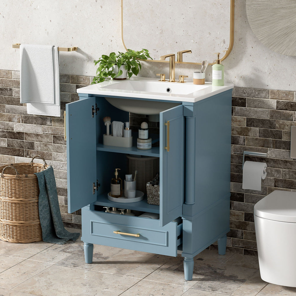 Bathroom Vanity With Ornate French Cylinder Legs, Soft Close Drawer by Unique Piece Furniture