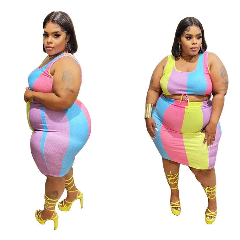 Sleeveless Color-Printed Pencil Skirt Trendy Elegant Plus-Size See size chart under “more details” by The Fashion Celestial