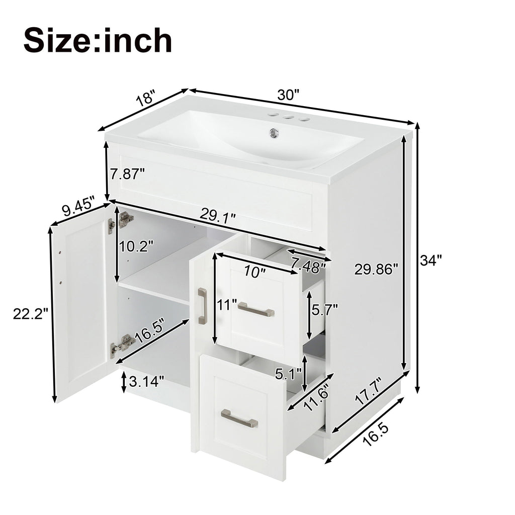 Bathroom Vanity With 2 Doors, 2 Drawers, Adjustable Shelf, Hidden Slides & Soft Close Hinges by Unique Piece Furniture