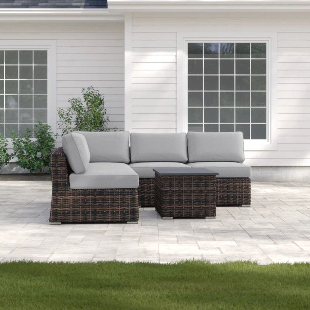 Wicker Sectional Sofa With Cushions And Table by Unique Piece Furniture