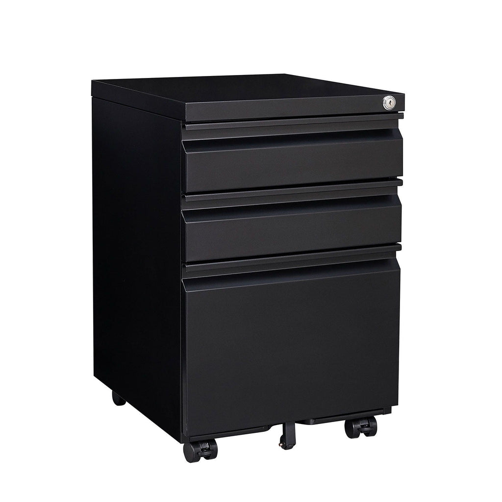 Contemporary 3 Drawer Mobile Filing Cabinet With Lock, Metal Office Storage For Legal / Letter Size by Unique Piece Furniture