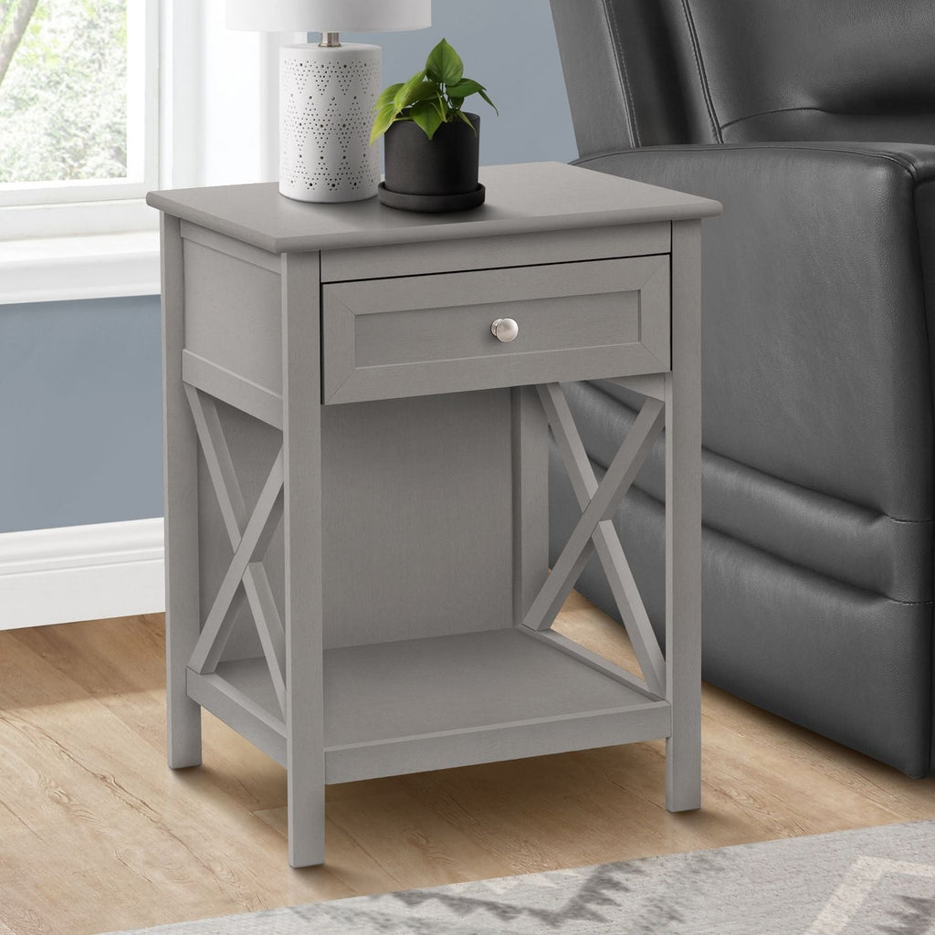 Accent End Table, 2 Tier, Storage Drawer, Transitional Style by Unique Piece Furniture