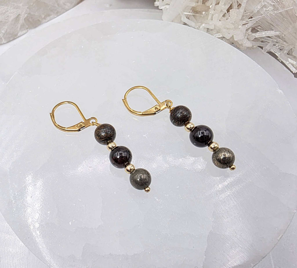STAY IN MY POWER - Pyrite, Bronzite, Garnet Jewelry Set by Sacred Crystals