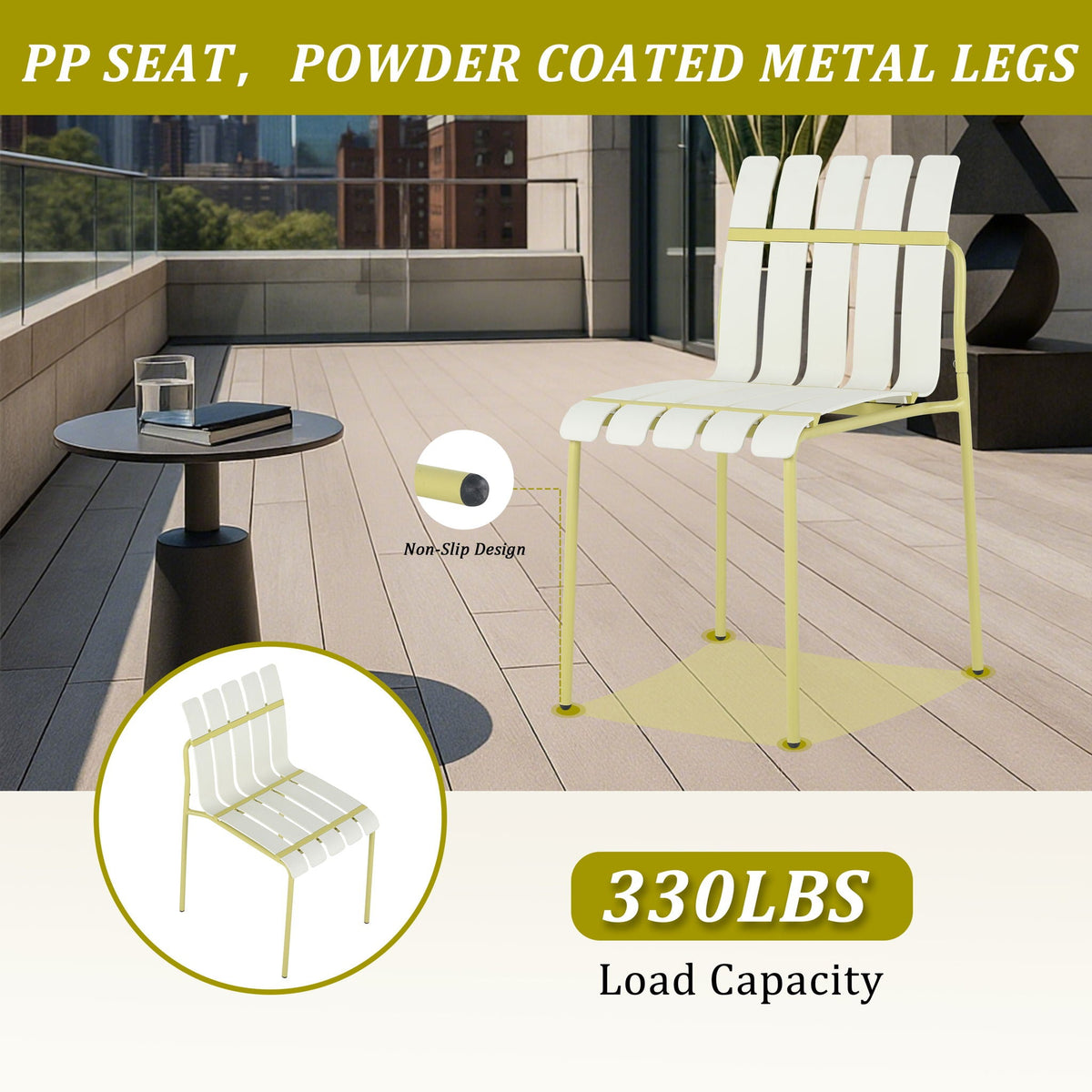 4 Piece Set Of Modern Color Block Designed Single Chairs With Round Table by Unique Piece Furniture
