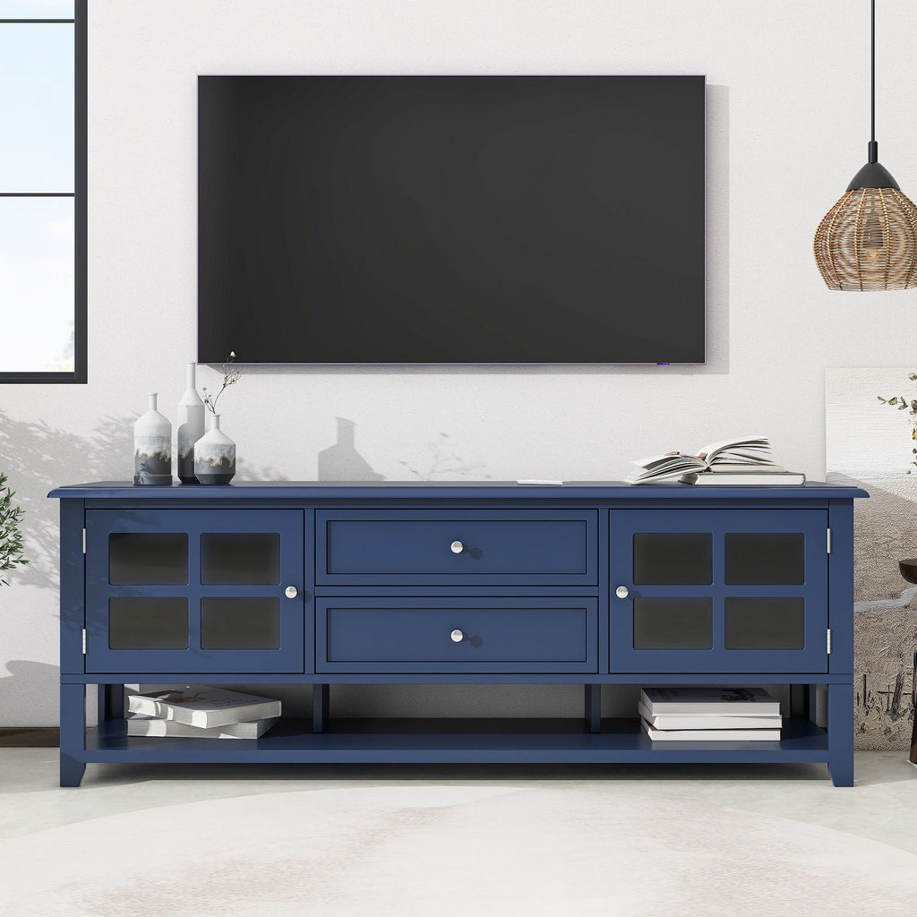 TV Stand, Entertainment Center With Dual Drawers And Hidden Storage, Cabinet With Soft Closing Doors And Sleek Panel Design by Unique Piece Furniture