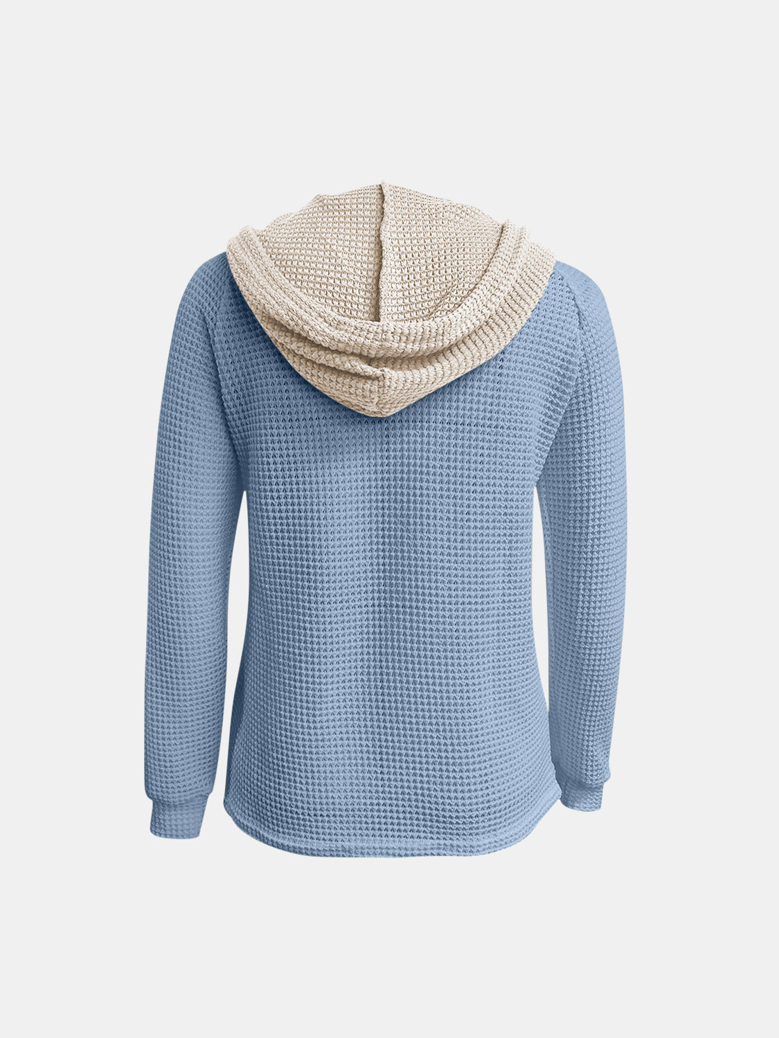 Full Size Waffle-Knit Contrast Long Sleeve Hoodie by Wild and Free Boutique