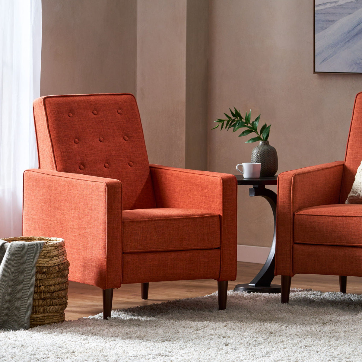 Mid-Century Modern Recliner With Button Tufted Waffle Stitch by Unique Piece Furniture