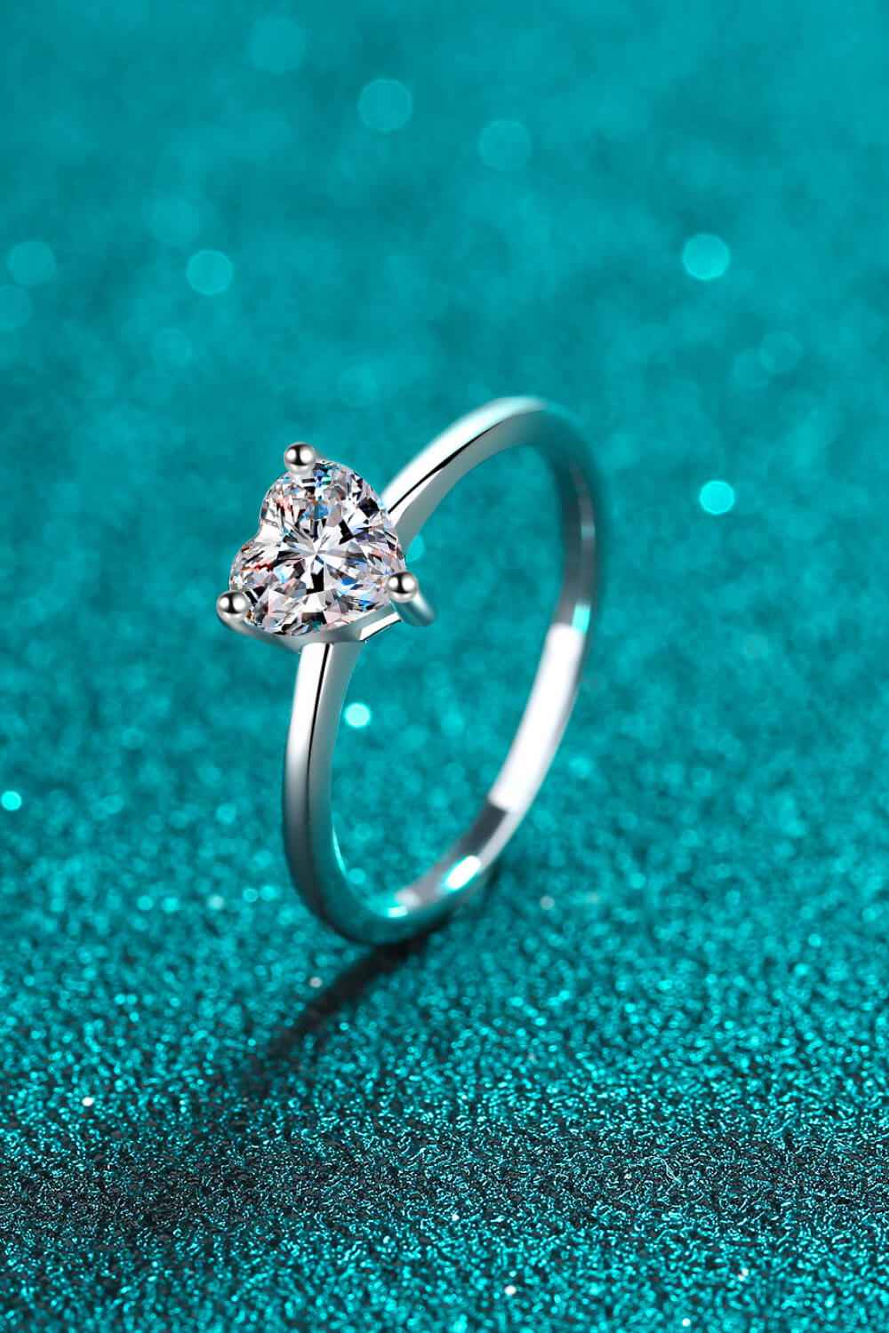 925 Sterling Silver Heart-Shaped Moissanite Solitaire Ring by Wild and Free Boutique