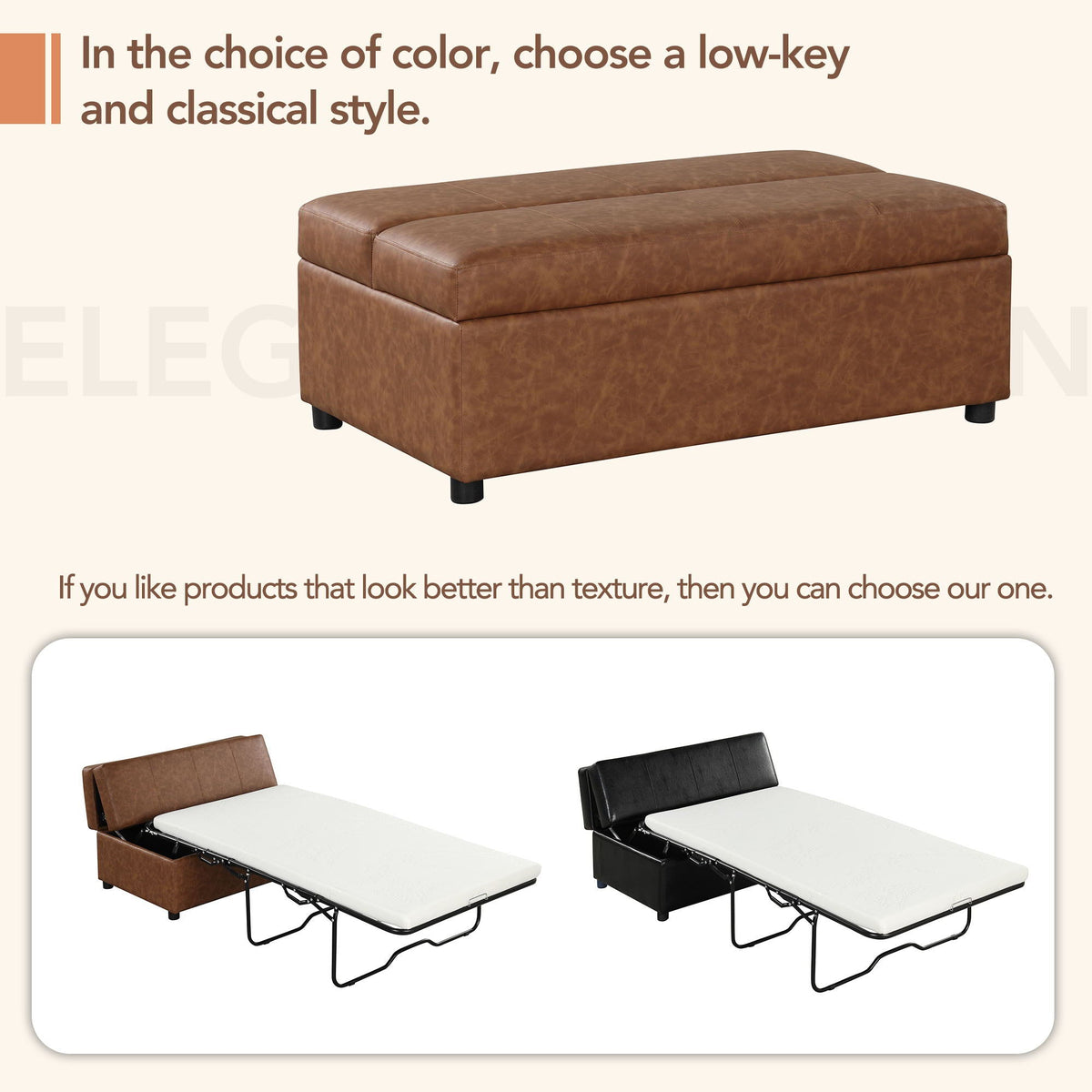 Twin Size Folding Ottoman Sleeper Bed With Mattress Convertible Guest Bed by Unique Piece Furniture