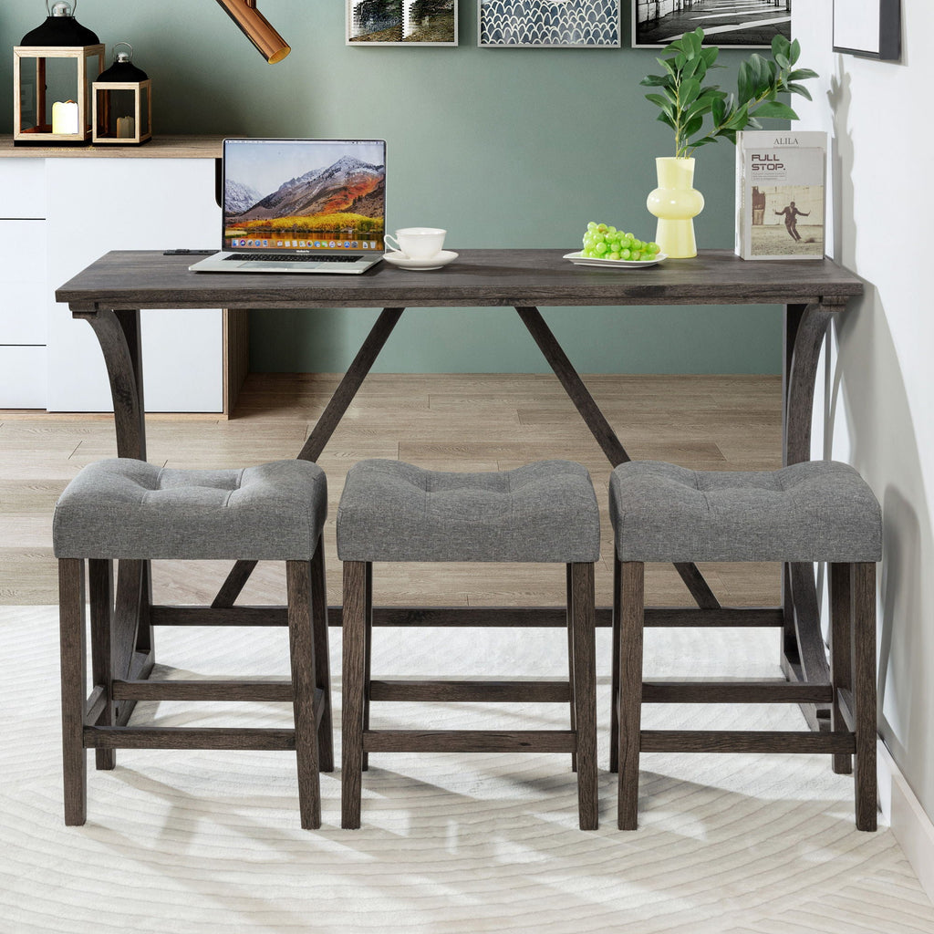 Bar Table Set With 3 Padded Stools by Unique Piece Furniture