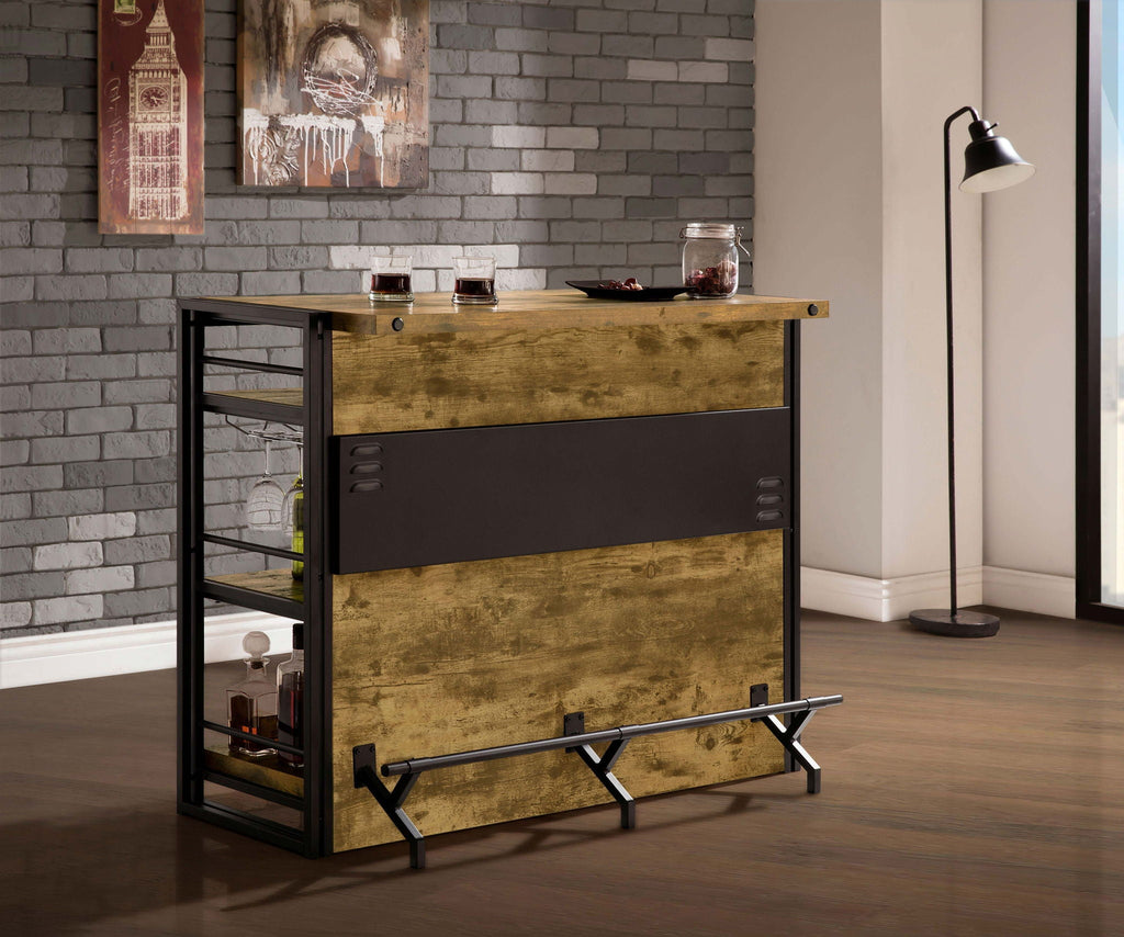 Renaldi 3-shelf Home Bar Wine Cabinet Rustic Nutmeg by Unique Piece Furniture