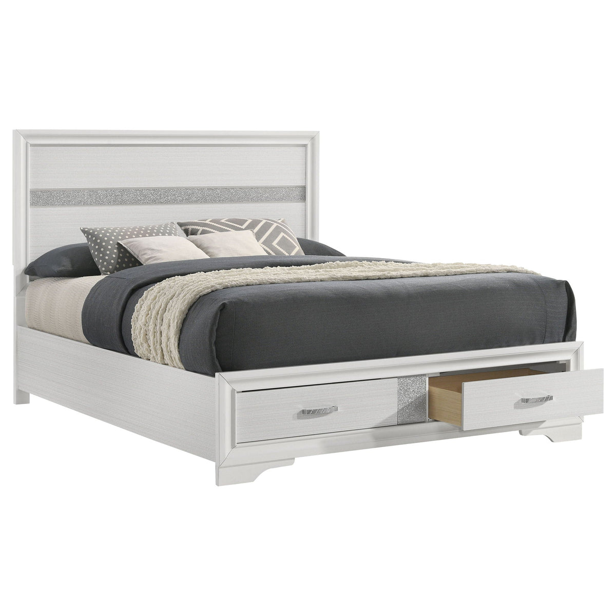 Miranda 51-inch Wood Queen Storage Panel Bed White by Unique Piece Furniture