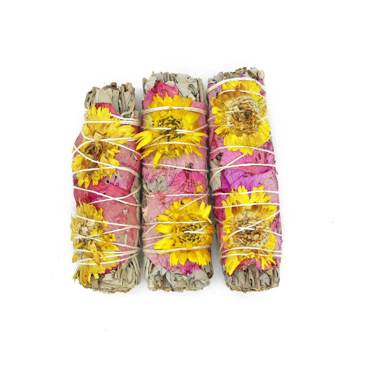 'Amor' Floral White Sage Smudge Stick (4 in) by Sacred Crystals