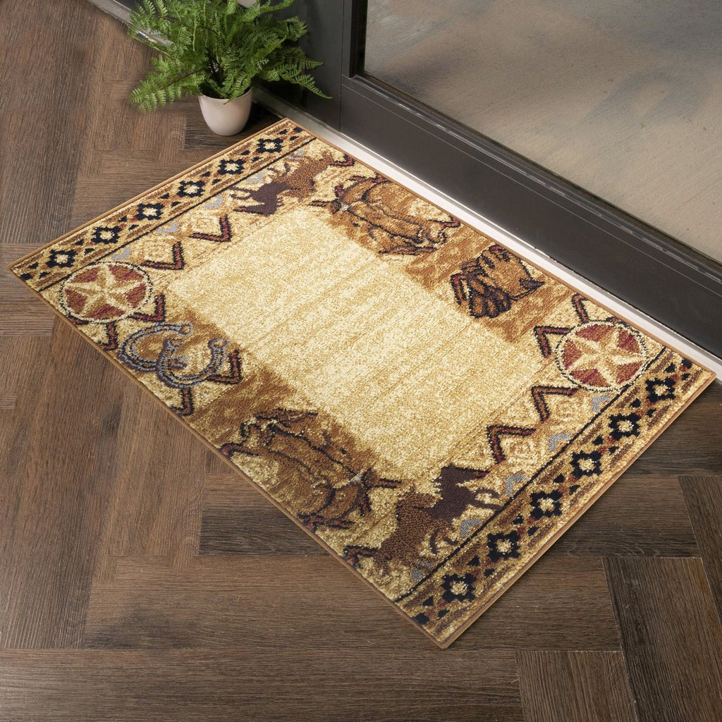 Tribes - 5'3" X 7'3" Southwest Area Rug Polypropylene - Beige by Unique Piece Furniture