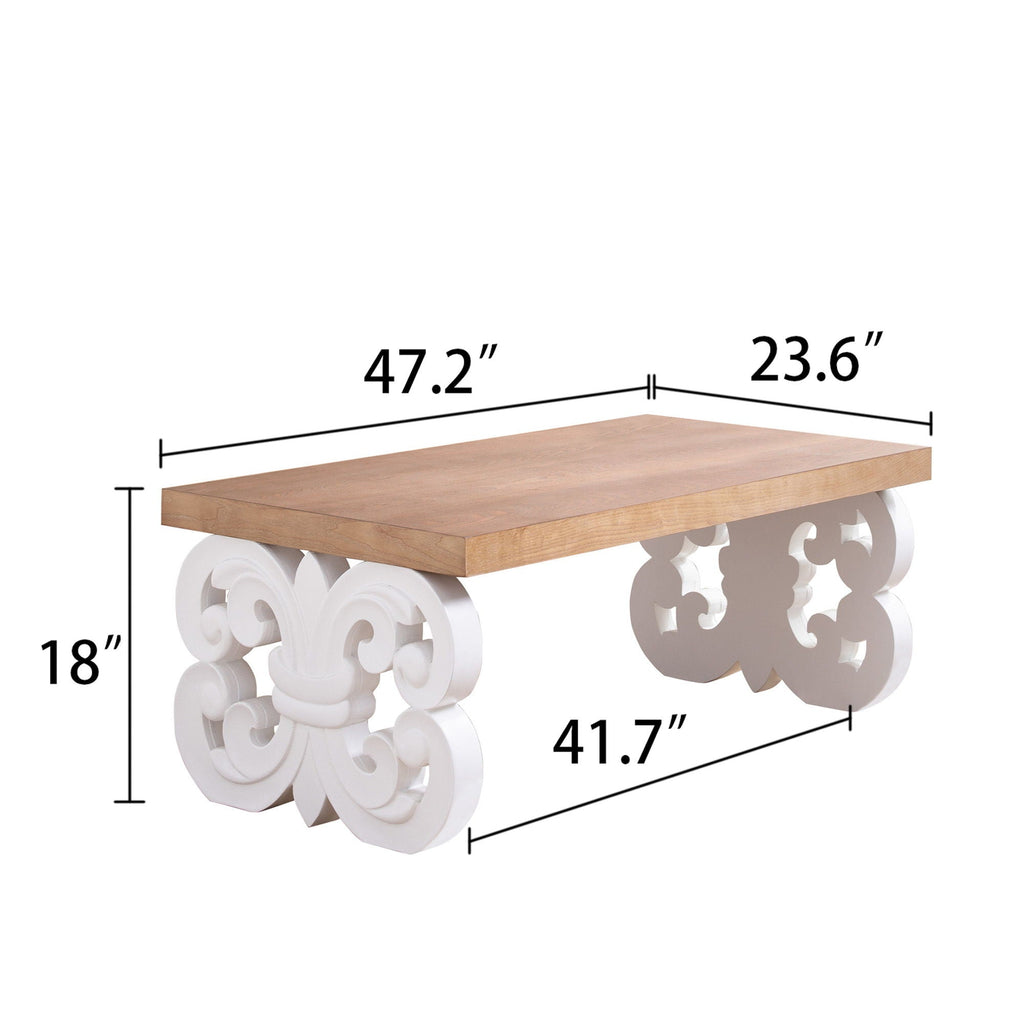 Ornate Scroll Base Coffee Table by Unique Piece Furniture