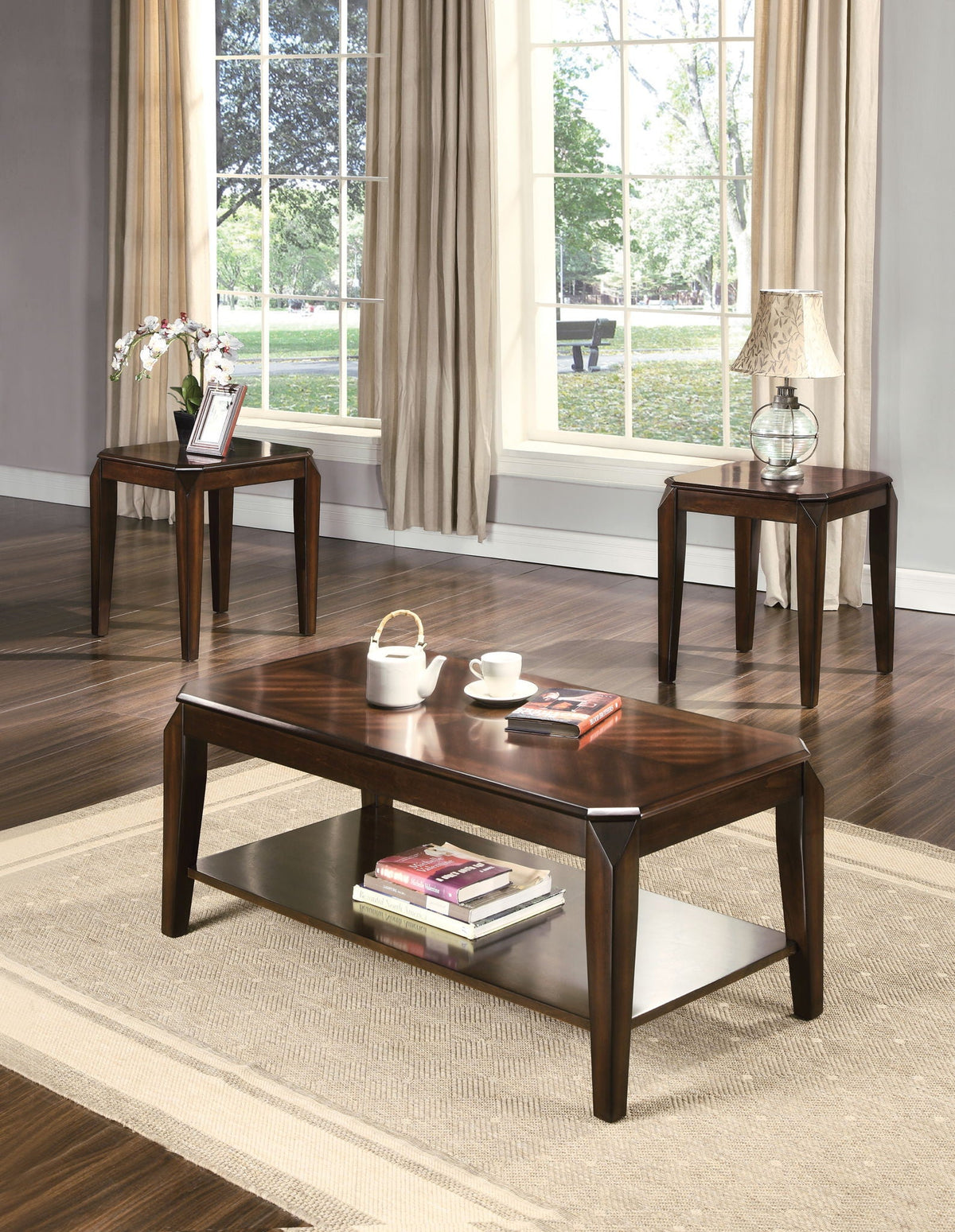 Docila - 3 Piece Pack Coffee With End Table (Set of 3) - Walnut by Unique Piece Furniture