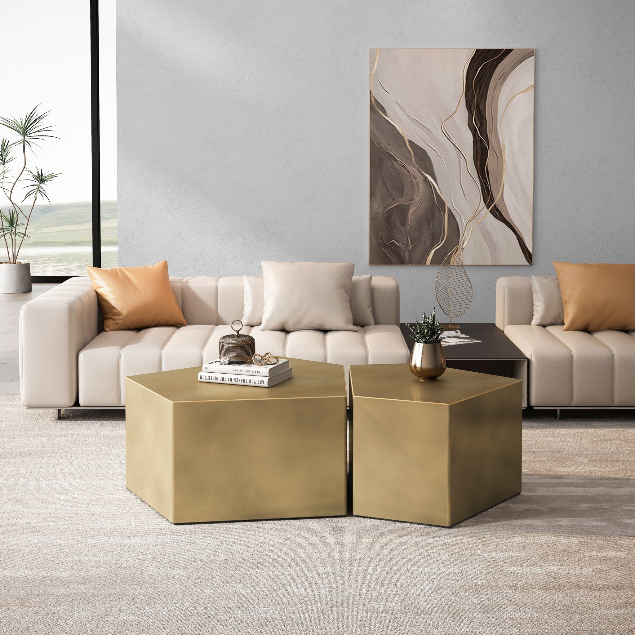 Irregular Pentagon Nesting Coffee Table Set by Unique Piece Furniture