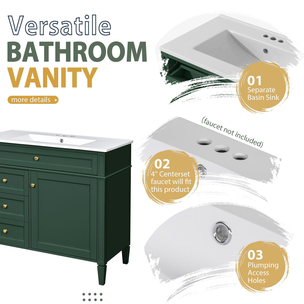 Bathroom Vanity With Mirror Cabinet, Single Sink With 2 Soft Closing Doors And 4 Drawers by Unique Piece Furniture