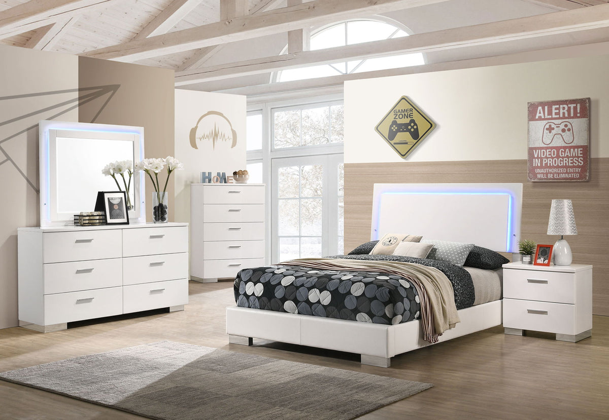 Felicity 5-piece Full Bedroom Set White High Gloss by Unique Piece Furniture