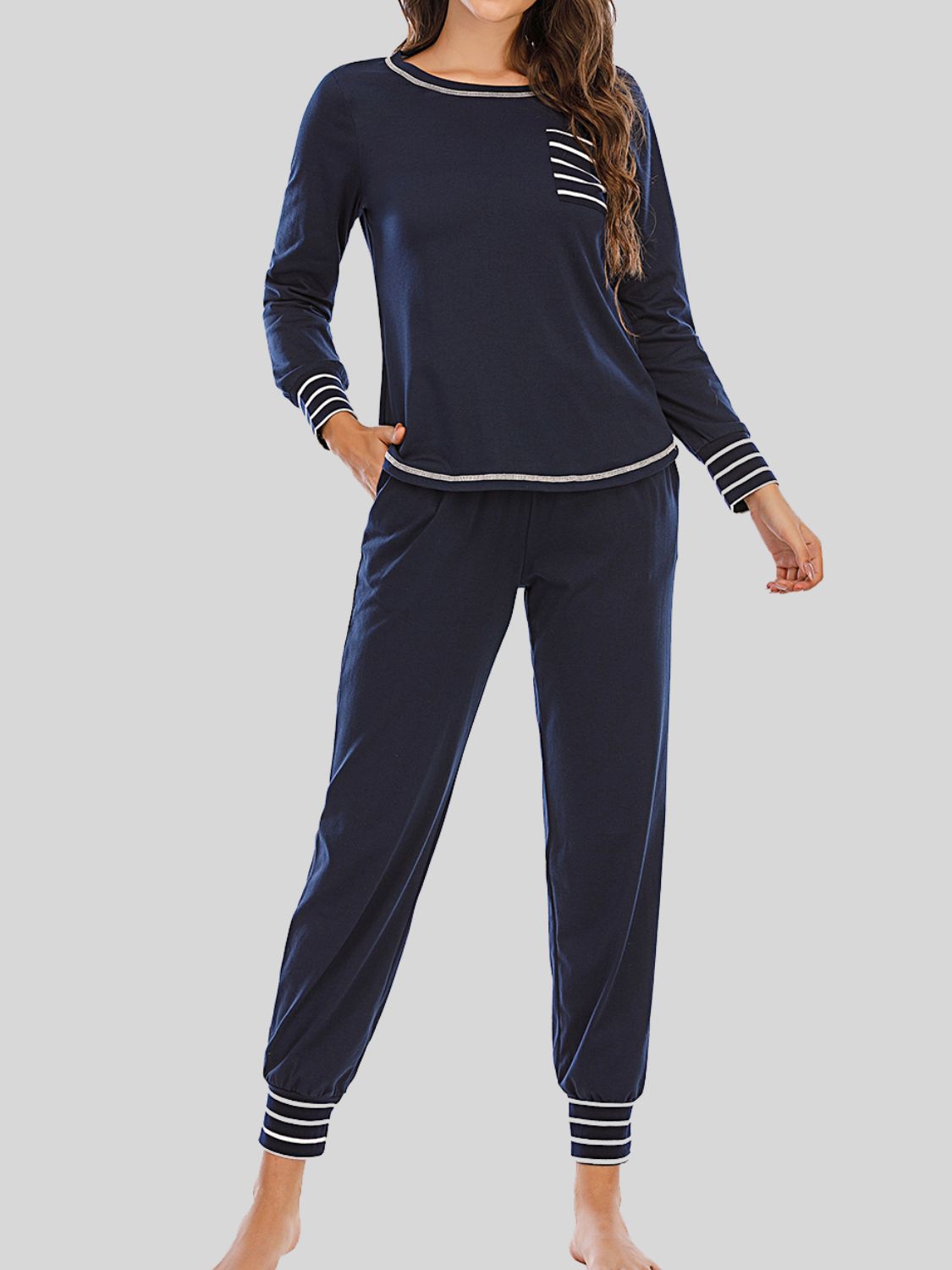 Round Neck Top and Pants Lounge Set by Wild and Free Boutique