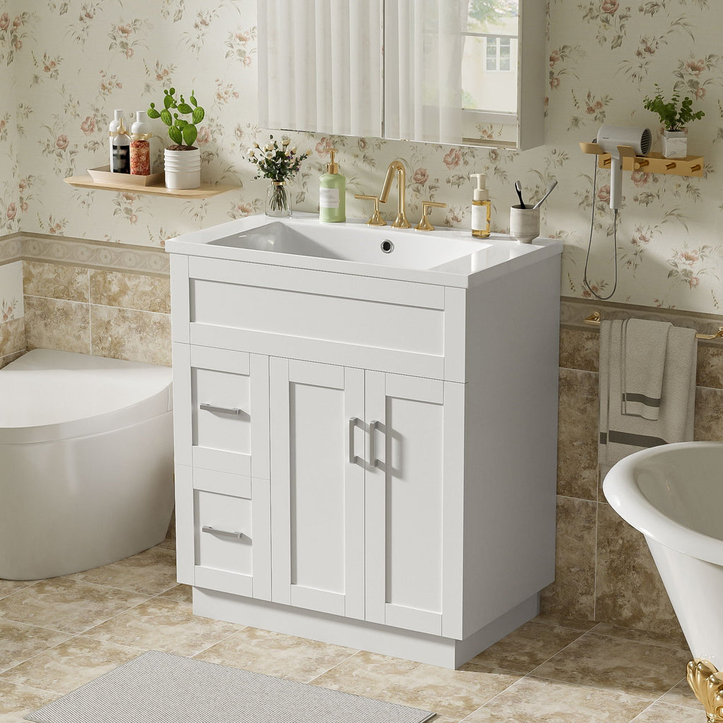 Bathroom Vanity With 2 Doors, 2 Drawers, Adjustable Shelf, Hidden Slides & Soft Close Hinges by Unique Piece Furniture