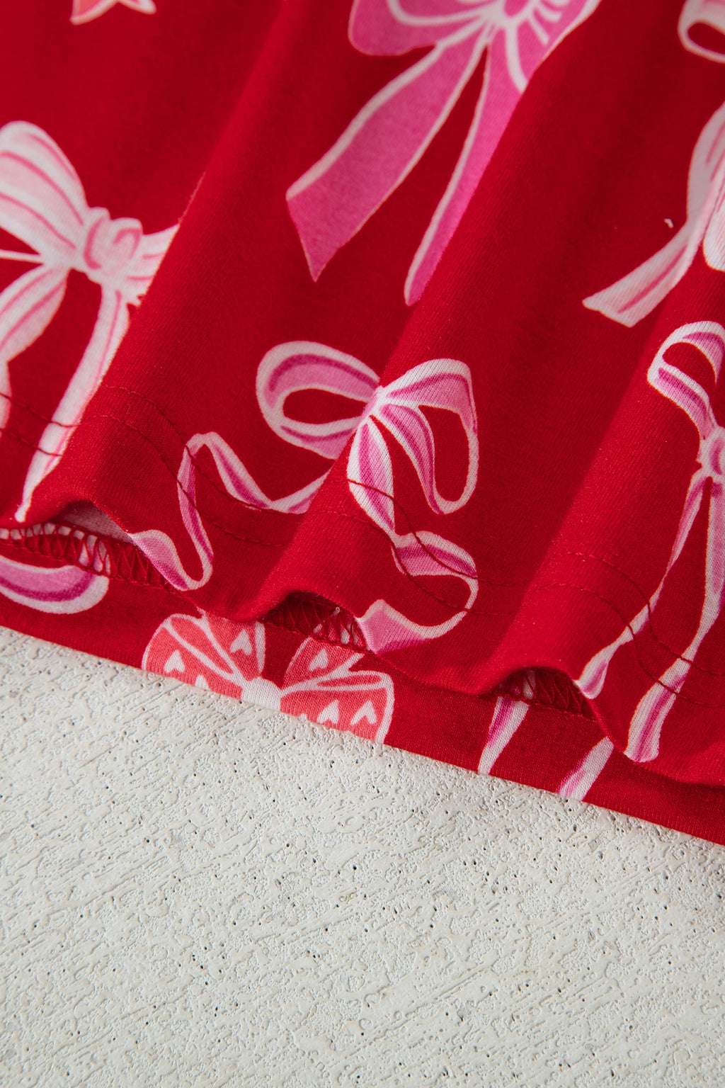 Red Sweet Bow Print Ruffled Short Sleeve Shirt Shorts 2pcs Pajama Set by Wild and Free Boutique