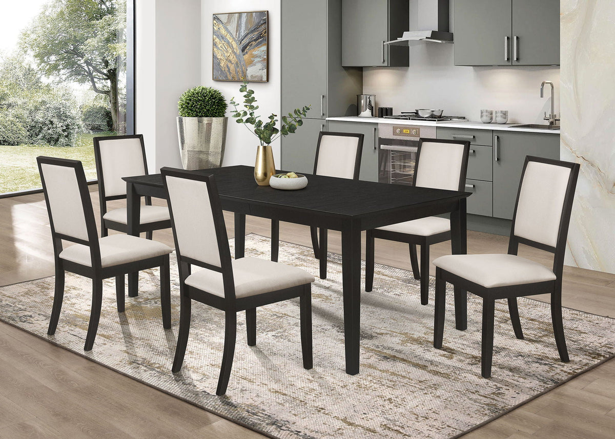 Louise 7-piece Rectangular Extension Leaf Dining Set Black by Unique Piece Furniture