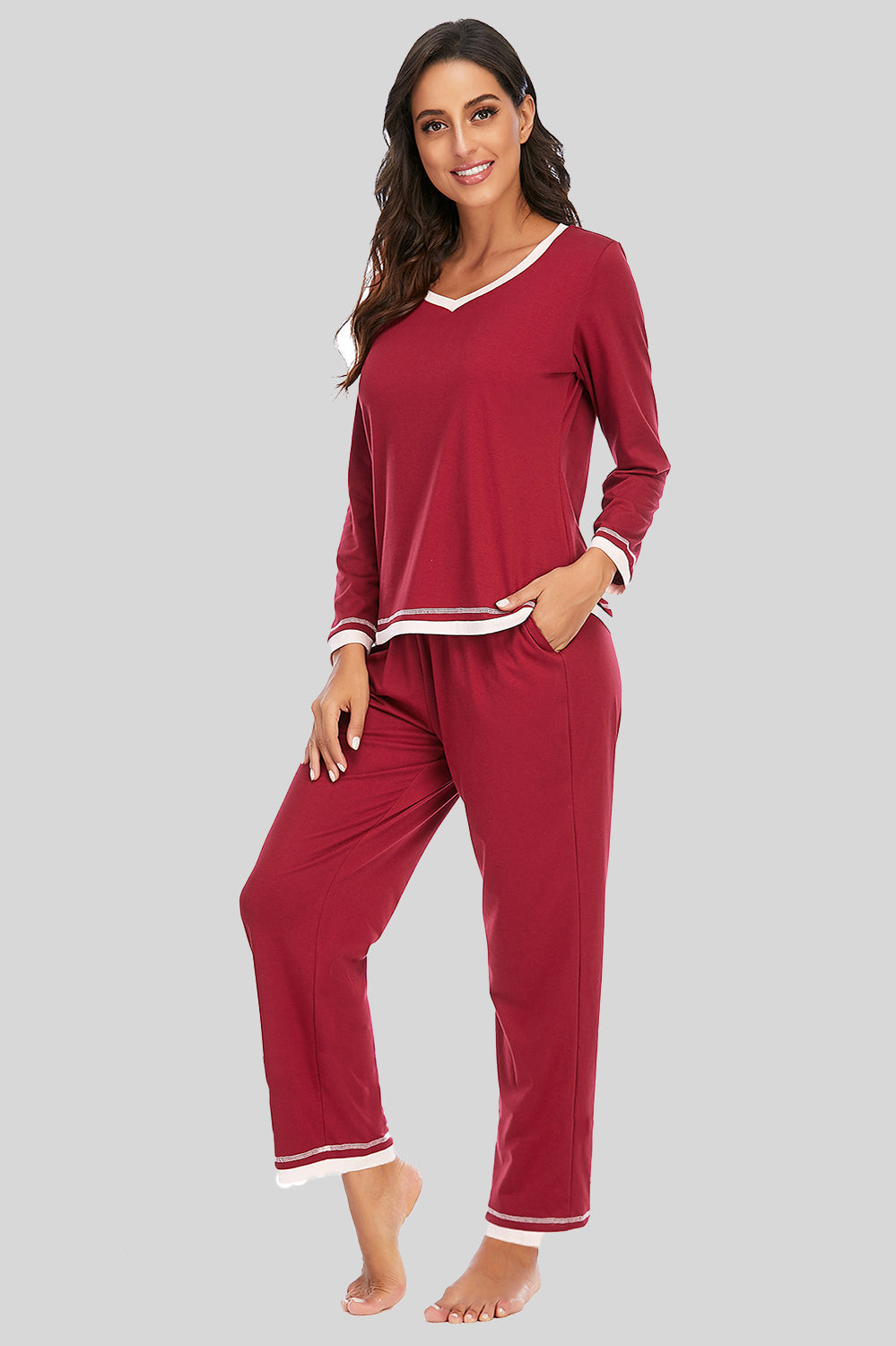 V-Neck Top and Pants Lounge Set by Wild and Free Boutique