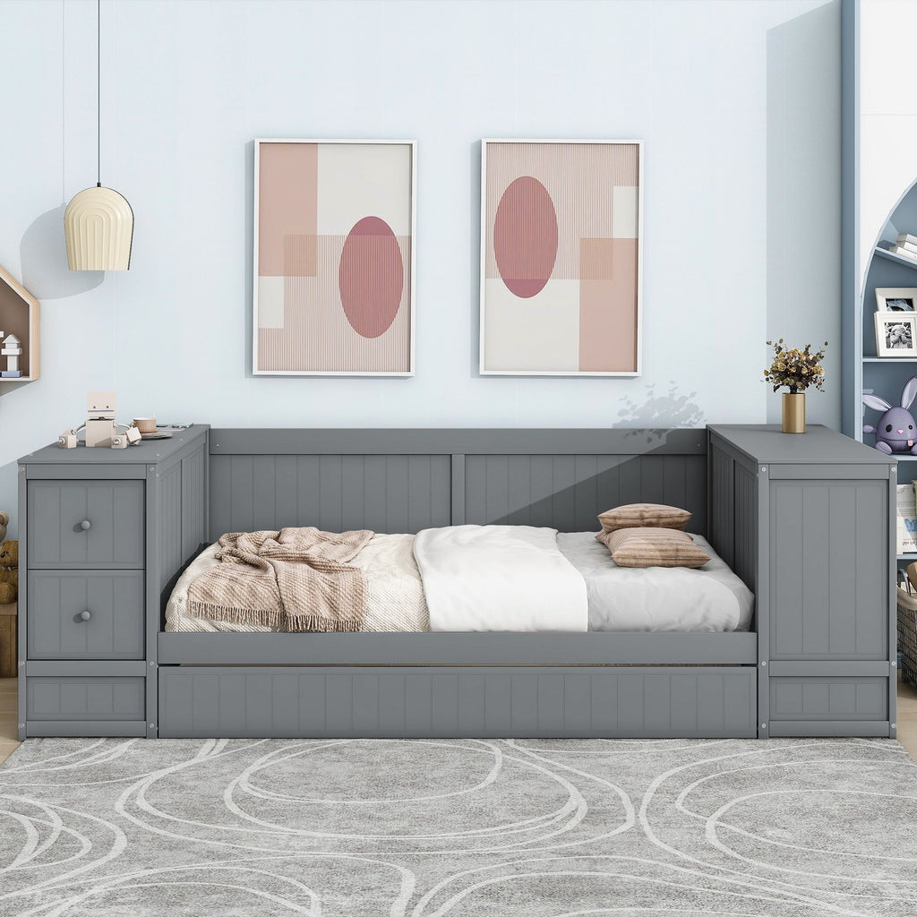 Daybed With Storage Arms, Trundle And Charging Station by Unique Piece Furniture